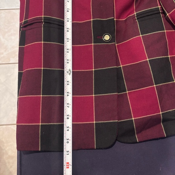 Kasper ASL Red Vintage Plaid Blazer Jacket Size 10 - Picture 10 of 11